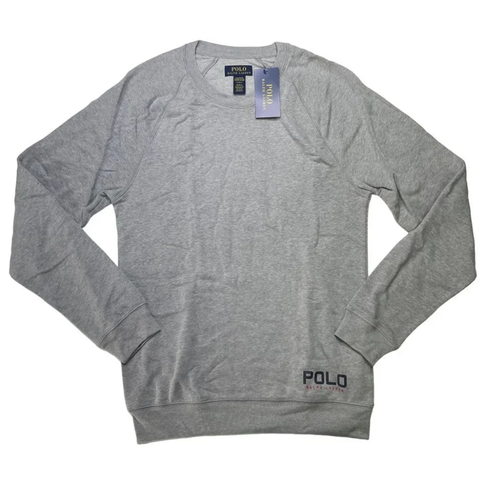 Polo Ralph Lauren Raglan Grey Crewneck Regular Fit Mens Sleepwear Sweatshirt